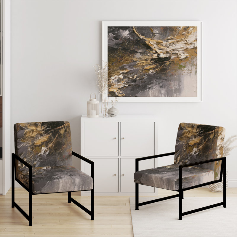 Dreams Of Abundance - Fauteuil rembourré contemporain noir et or, Noir, noir, noir, noir