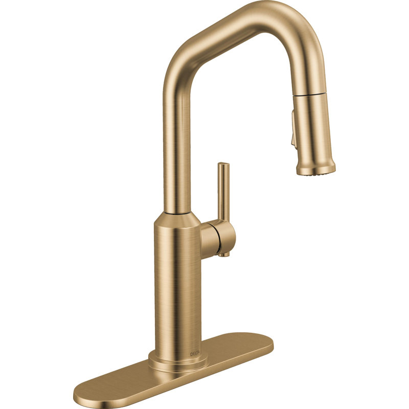 Single Handle Pull-Down Bar/Prep Faucet, Lumicoat Champagne Bronze