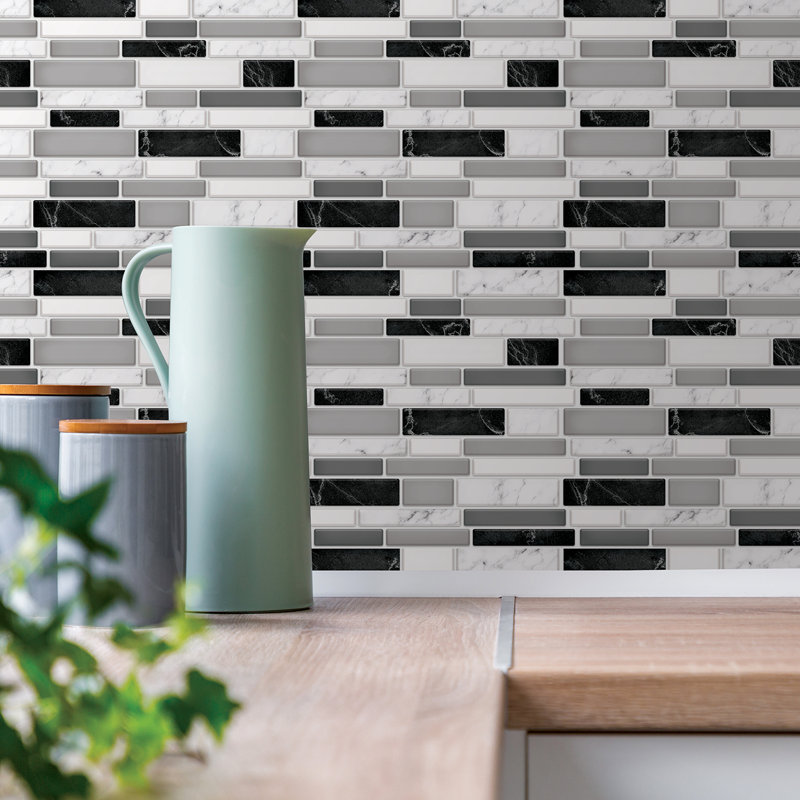 6'' W x 12'' L Gel Peel and Stick Subway Tile, Gray