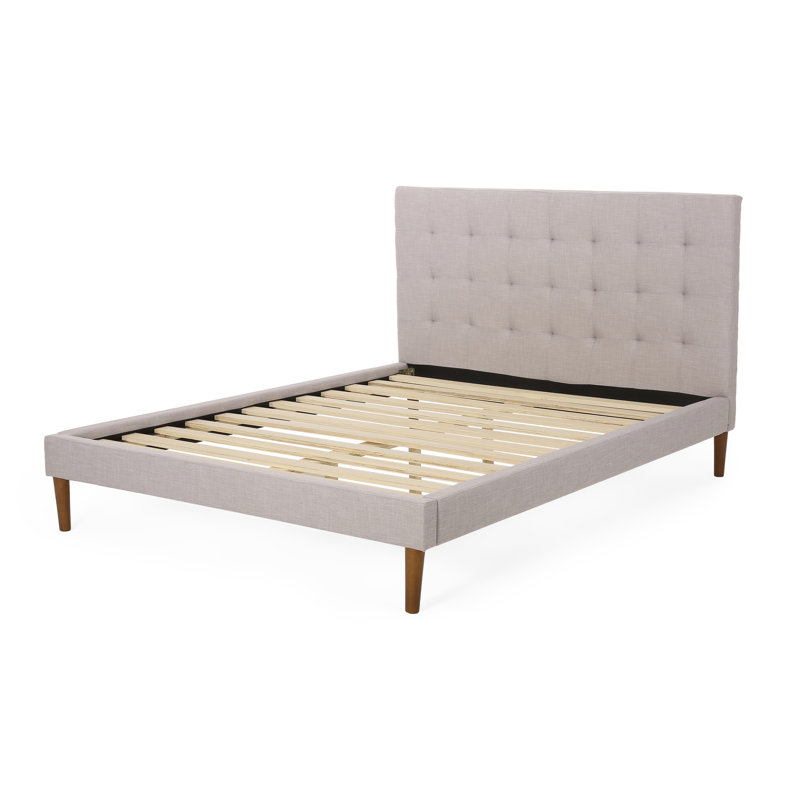Cleother Upholstered Platform Bed, Full, Light Gray