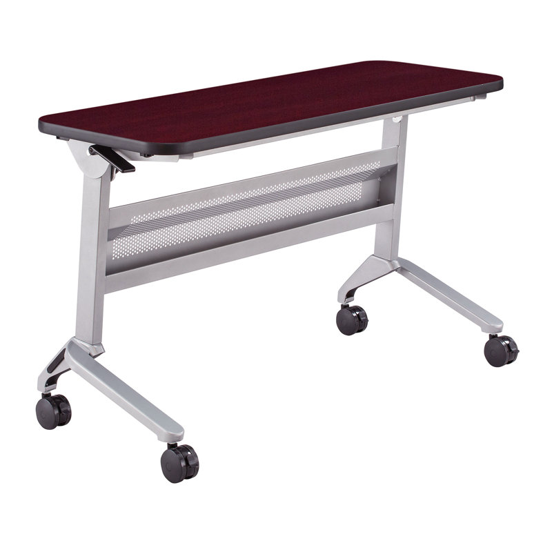 Flip-N-Go Rectangular Training Table, LPL, 29" H x 48" L x 18" W, Silver, Mocha