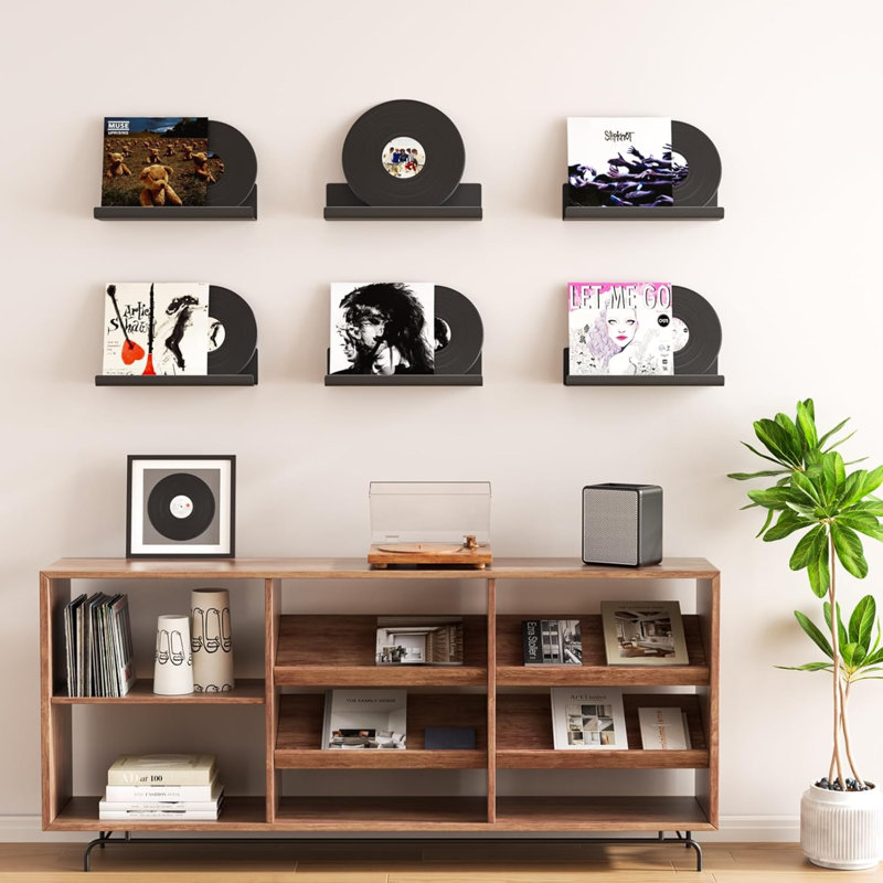 Raian 4 Piece Floating Shelf, Black