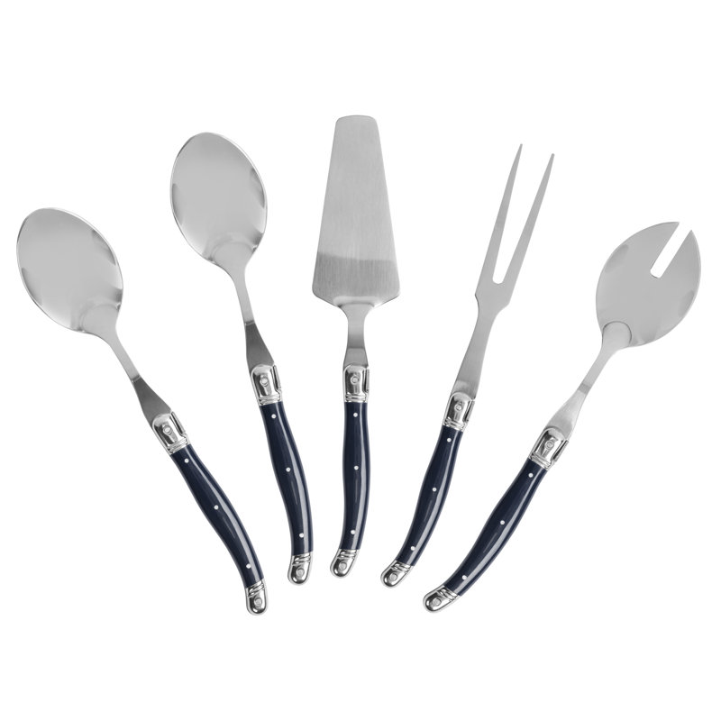 Navy Blue Stainless Steel 5-Piece Hostess Serving Set