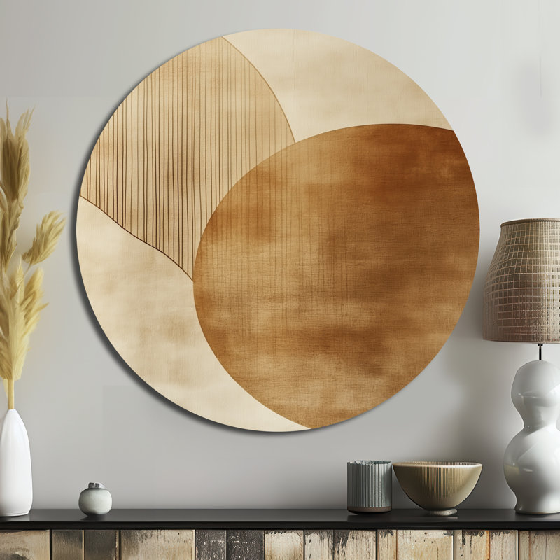 Abstrait abstrait arc-en-ciel neutre - art mural beige, H 36 po x l 36 po