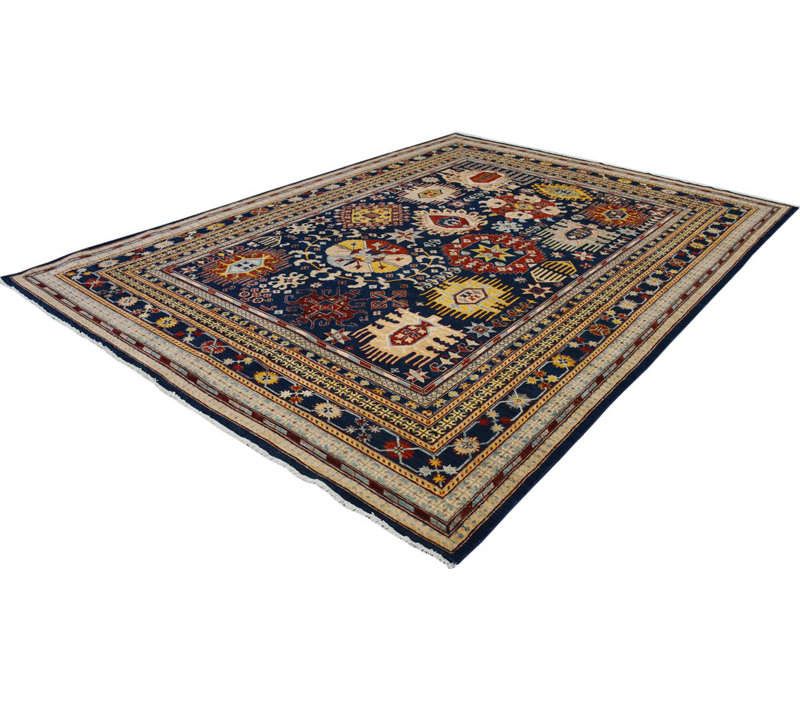 Tapis oriental en laine bleu / bleu clair Dorn 8 pi 8 po x 11 pi 9 po Dorn