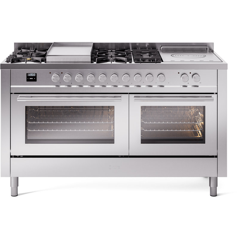 ILVE ProfessionalPlus II 60 Dual Fuel Range, knobs, Stainless Steel, Natural Gas