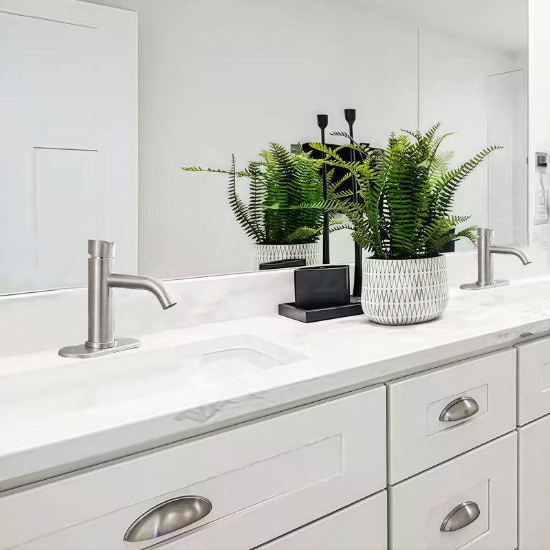 Single Hole Single-Handle Bathroom Faucet With Deck Plate, Brushed Nickel