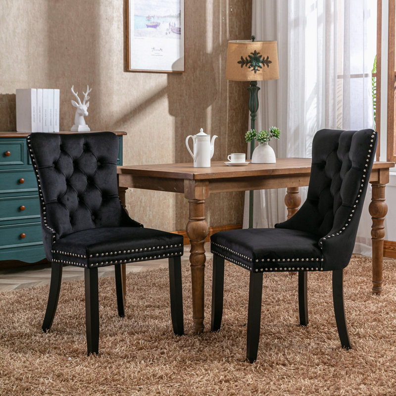 Counter Stool with Solid Wood Frame, Black