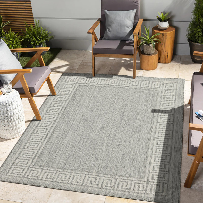 Silver 5ft. 3in. X 7ft. Area Rug - Sunshine Gchar2003, Polypropylene, Stain , For Indoor, Outdoor, Living Area, Deck Gchar2003 Silver, Indoor & Deck, Patio Element