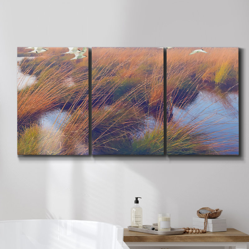 Glitched I, reproduction d'art encadrée sur toile 3 pièces, H 36 po x l 72 po x P 2 po