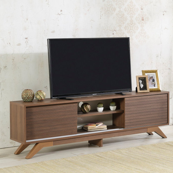 Rustic TV Stand | TV Unit | Media Cabinet on Mid Century Style Black Steel  Tapered Legs