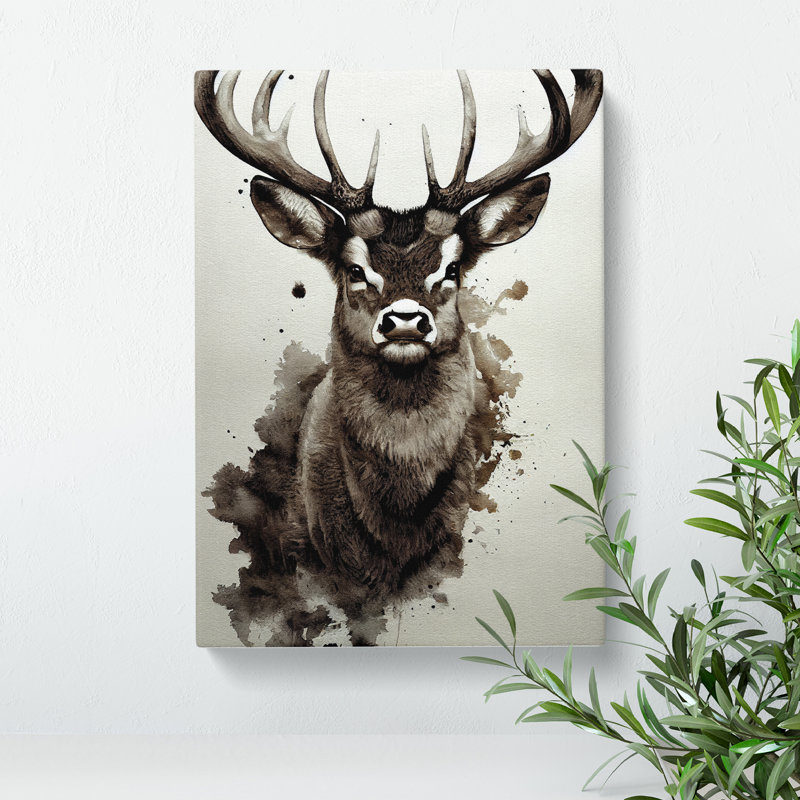 XC1022-4178X Stag Watercolour - Wrapped Canvas Print, 76cm H x 50cm W x 3cm D