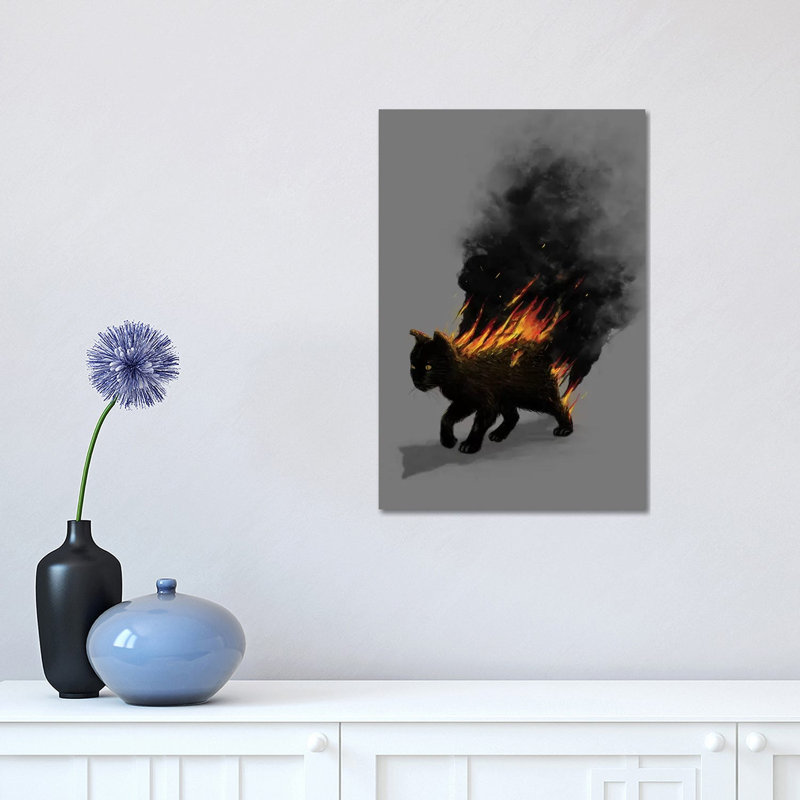 Cat On Fire by Nicebleed - Print on Canvas, Wrapped Canvas, 45.72cm H x 30.48cm W x 1.91cm D