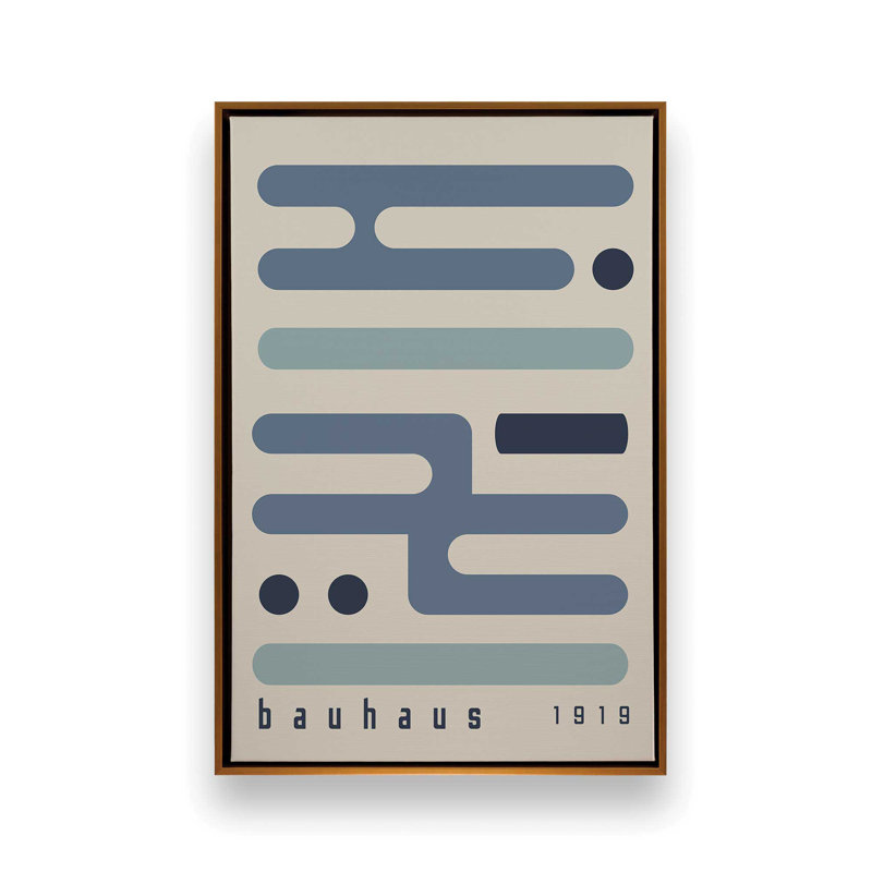 «Midnight Bauhaus Minimalist Circuitry», reproduction sur toile dans un cadre, H 18,75 po x l 12,75 po, Or poli