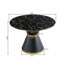Table de salle à manger ronde en panneau de fibres à densité moyenne et marbre noir avec anneau annulaire doré
