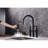 Matte Black Kitchen Tap With Pull-Down Spray - Accurate Control Of Flow And Temperature, 360-Degree Rotating Nozzle, Brass Bridge Style Faucet Precise Water & Temperature Control, Rotatable Solid-1244040467