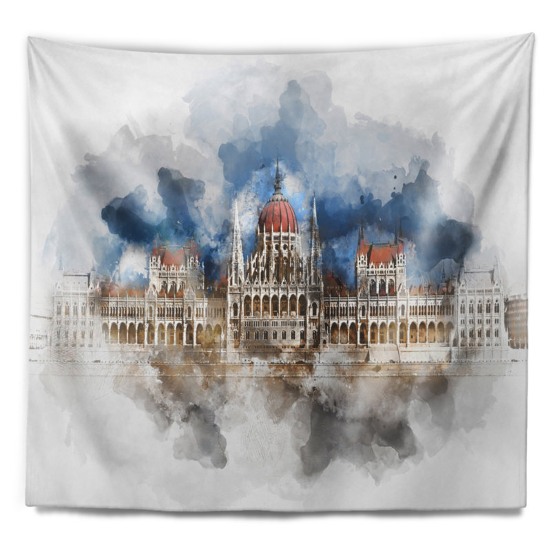 Tapisserie du bâtiment du Parlement hongrois, H 78 po x l 92 po