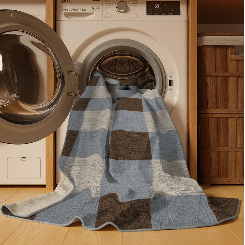 Tapis botanique brun lavable à la machine, Rectangle 6 pi x 9 pi