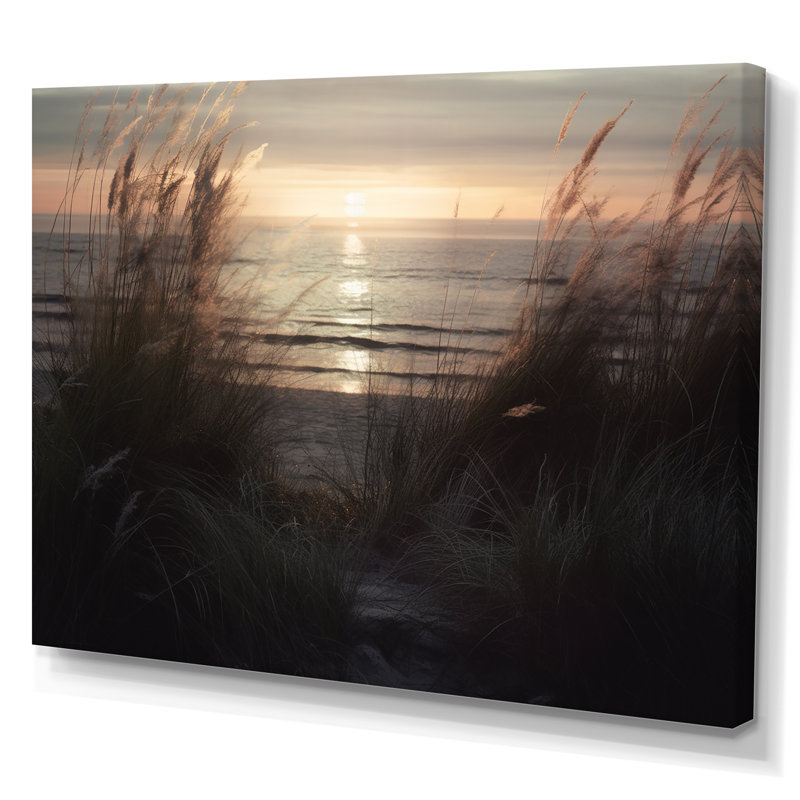«Ocean Summer Bliss Sunset Beach Grass Waving On», reproduction sur toile, H 34 po x l 44 po x P 1,5 po, Toile tendue