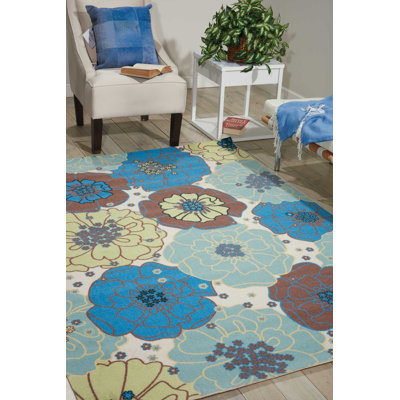 Tapis d'intérieur / extérieur bleu clair Bertran
