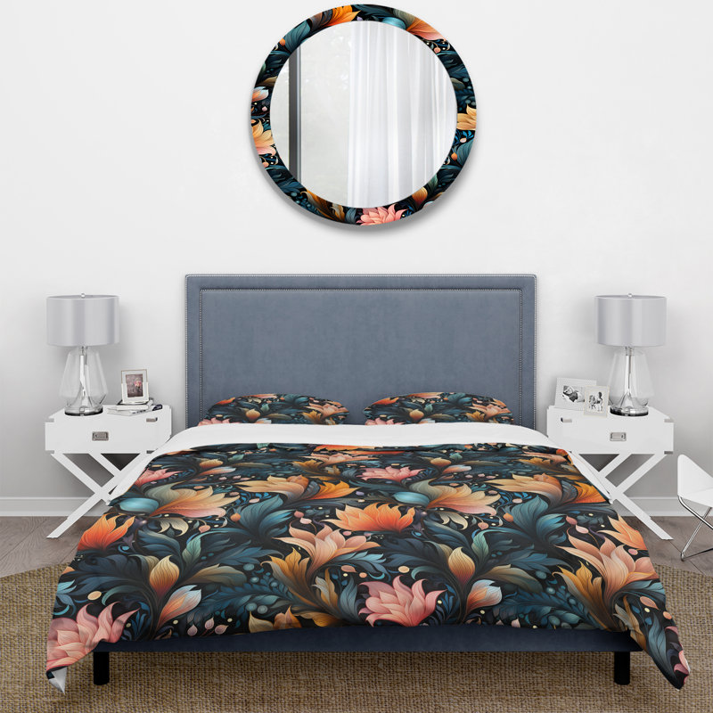 Literie Enchanted Noir Moody, Housse de couette simple + 1 taie décorative stan