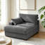 Chaise longue surdimensionnée en velours côtelé gris avec accoudoirs et coussins décoratifs Bentura-1650245304-1650880634