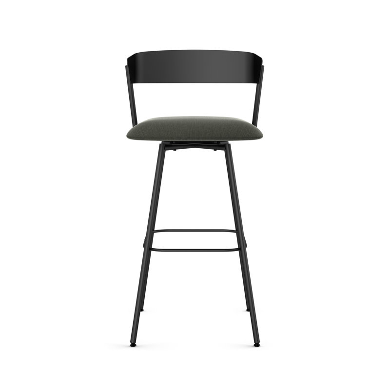Analeesa Swivel Counter & Bar Stool, Polyester-Charcoal Gray, Counter Stool (25.88" Seat Height)