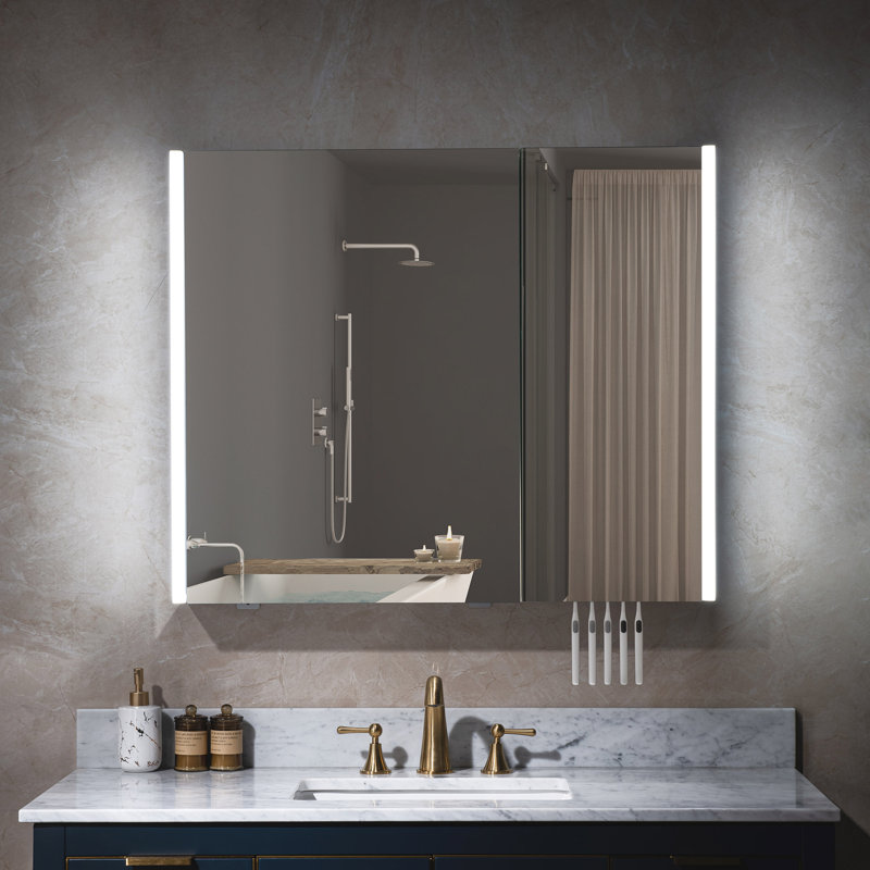 36"W X 30"H Surface Mount Frameless 2 Doors Medicine Cabinet With Mirror Defogger And Soft Close Hinges