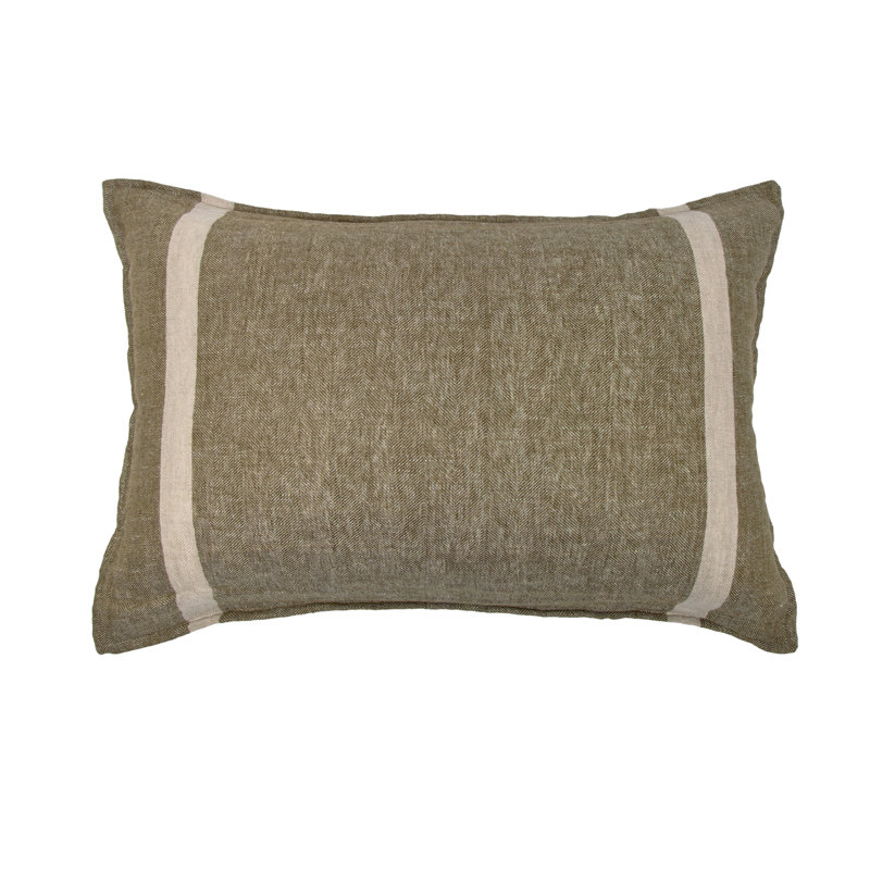 Taie décorative 100% lin Rory Herringbone, Standard, Vert