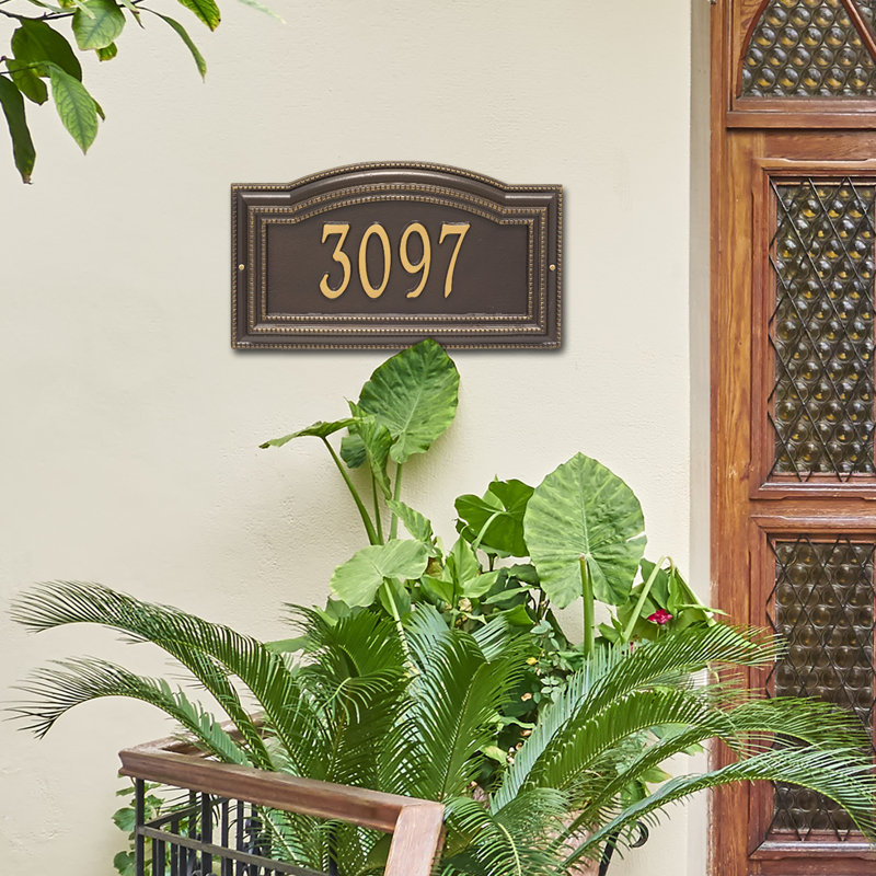 Plaque d'adresse murale 1 ligne Signature Series, Or, Oui, Bronze