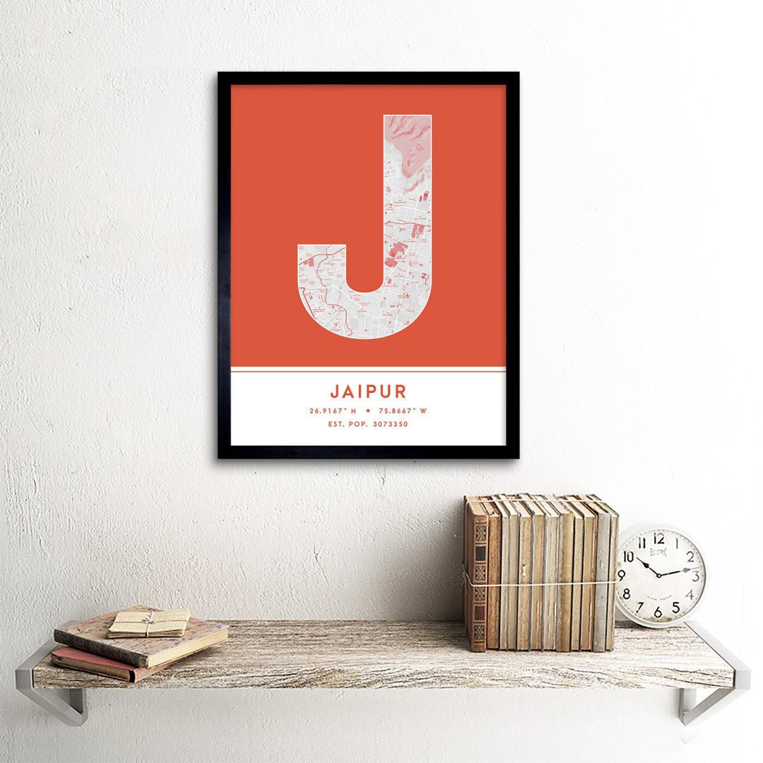 Jaipur India City Map - Single Picture Frame Typography