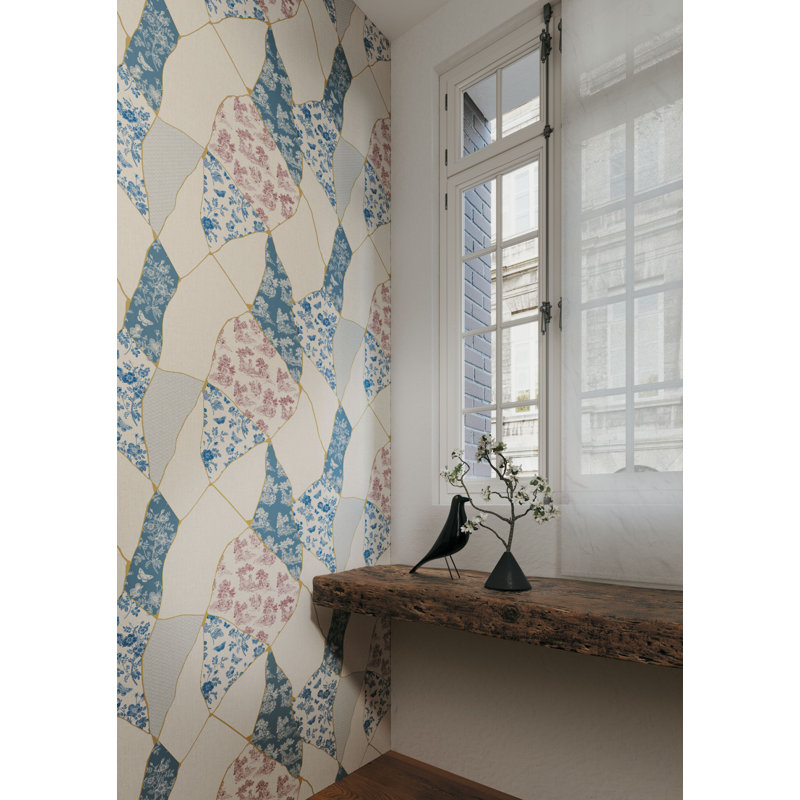 Kintsugi Toile Vinyl/Non-Woven Wallpaper Roll by Jannelli & Volpi, Platinum/Pearl