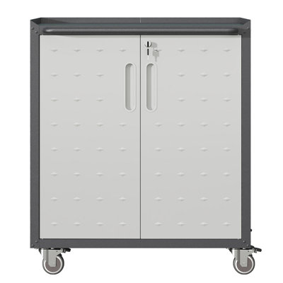 Heavy-Duty Metal Garage Storage Cabinet With Wheels - Sturdy And Durable Tool Storage Cabinet For Garage, Office, And Home Organizer Solutions