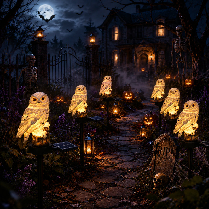 Décoration solaire d'Halloween d'extérieur imperméable à l'eau, Blanc