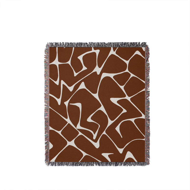 Jeté 100% coton abstrait Mola, L 60 po x l 60 po, Brun rouille