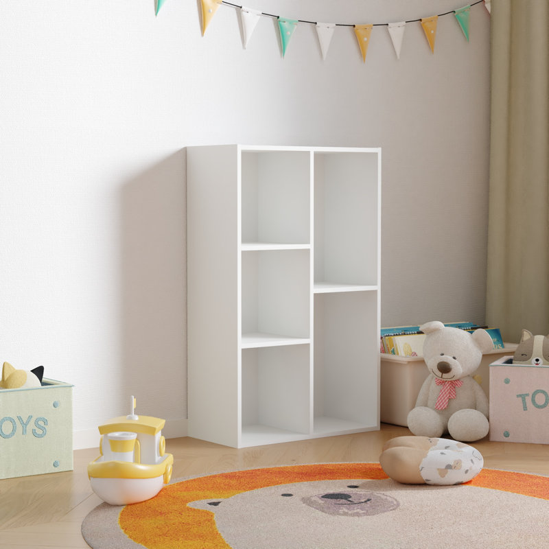 Furinno Luder 5-Cube No Tool Assembly Open Shelf, White, White
