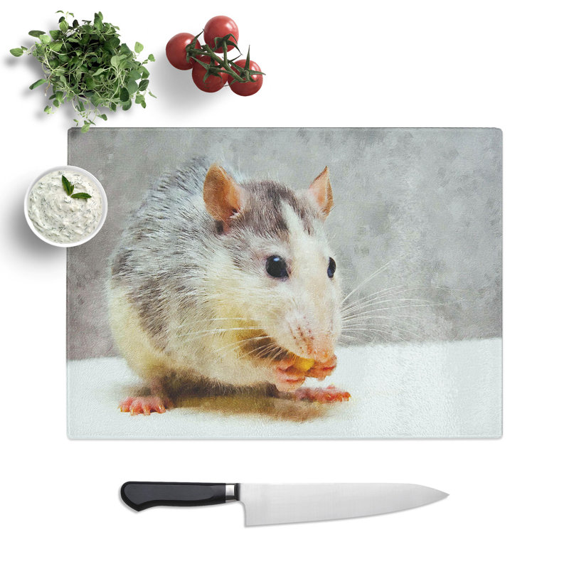 Rat Painting Chopping Board, 0.4cm H x 20cm W x 28.5cm L