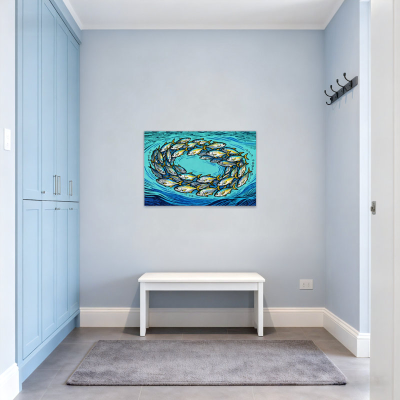 Animaux, école de poissons, cercle, impression de motif d'eau
