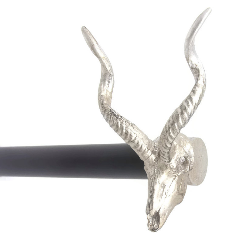 Tringle à rideaux simple Sheilds Addax Skull, H 1 po x l 84 po x P 1 po, Argent/noir
