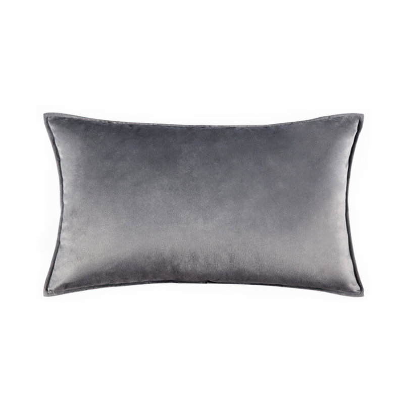  Housse et insert de coussin carré en velours, gris, H 14 po x l 20 po x P 4 po, polyester