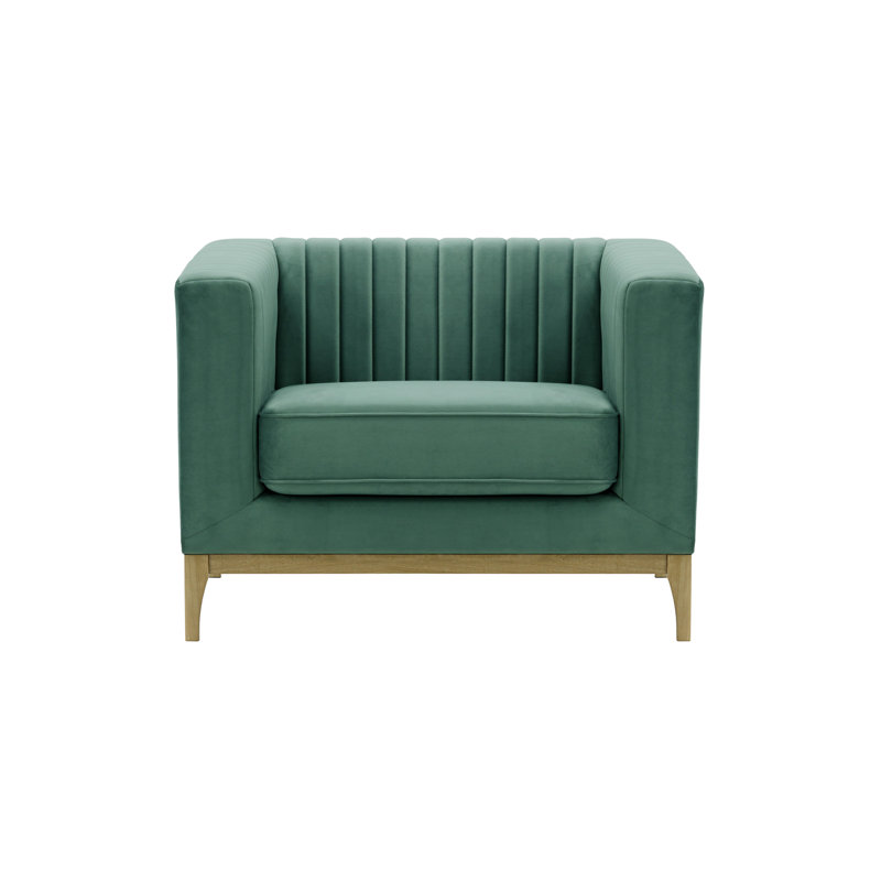 Bullis Velvet Armchair, Wax Black, Azur blue