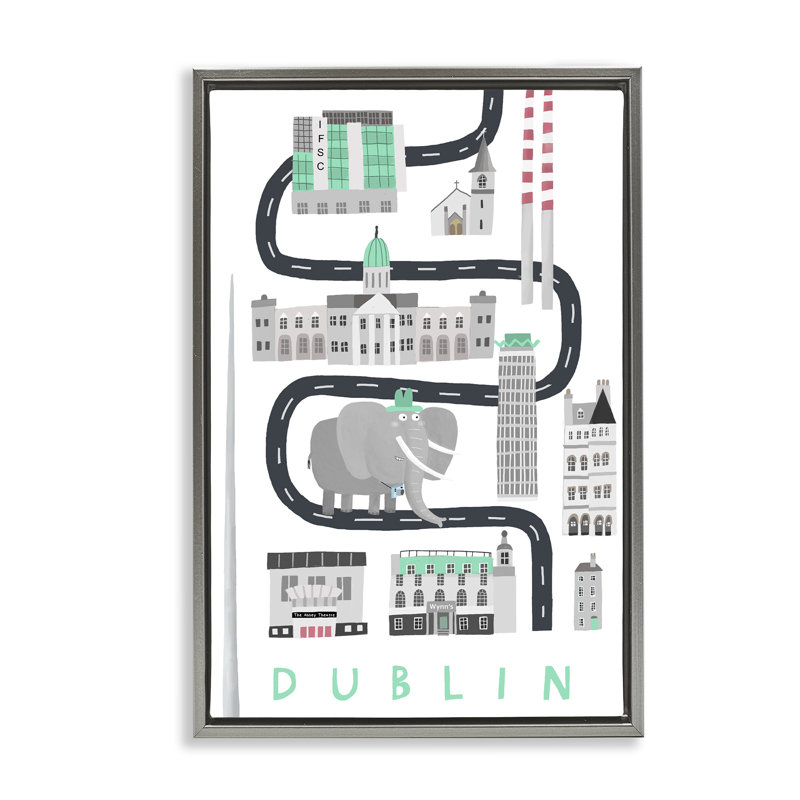 Cadre flottant Dublin City, par Carla Daly, Cadre flottant gris lustré, H 25 po x l 17 po