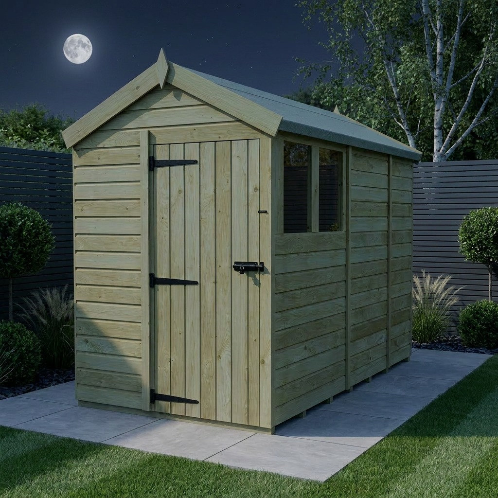 Total Sheds 5ft x 9ft Apex Garden Shed - Single Door - With Windows - Pressure Treated Timber - UK Manufactured
