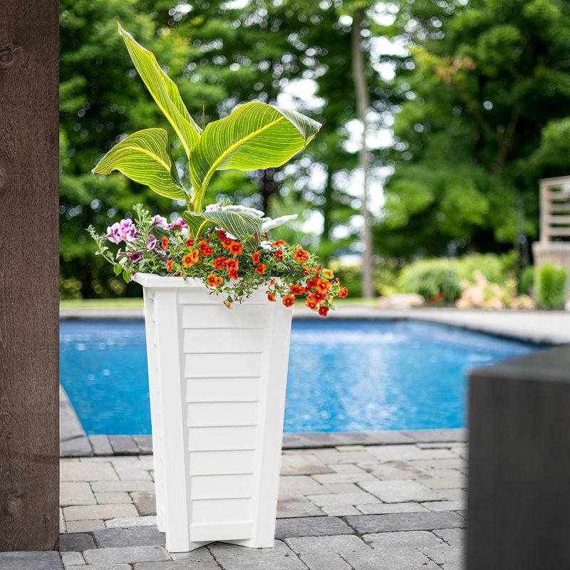 Lakeland Square Resin Planter with Water Reservoir, White