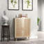 Buffet avec 3 rangements et apparence naturelle - pratique pour toutes les portes de la maison, grand espace de rangement, tablettes réglables, ton de bois, espaces variés convenables