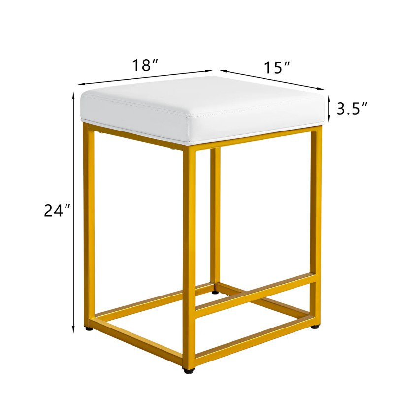 Set of 2 Bar Stools, Upholstered Counter Stool with Metal Frame