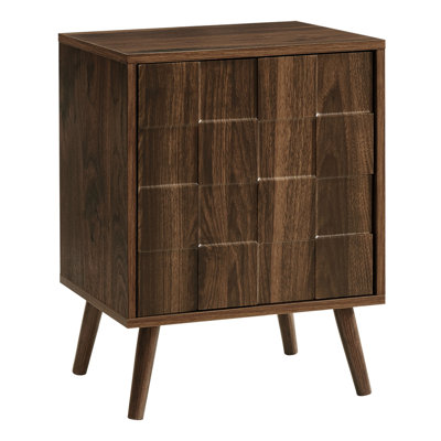Accent Table, End, Side Table, Small, Storage, Lamp, Walnut Laminate, Modern