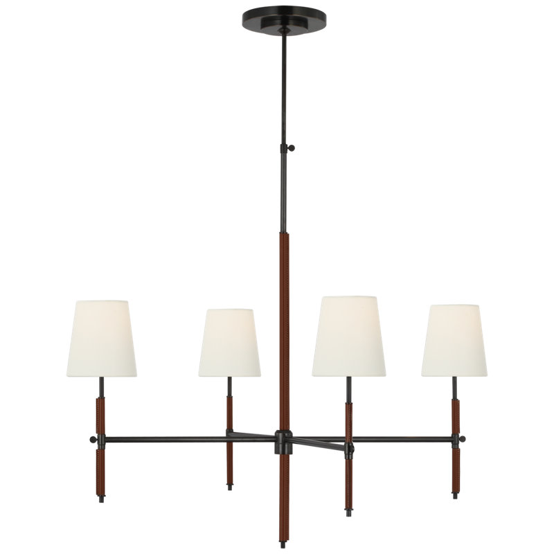 Bryant 4 - Light Chandelier, Bronze/Saddle Leather, 33" H x 36" W x 36" D