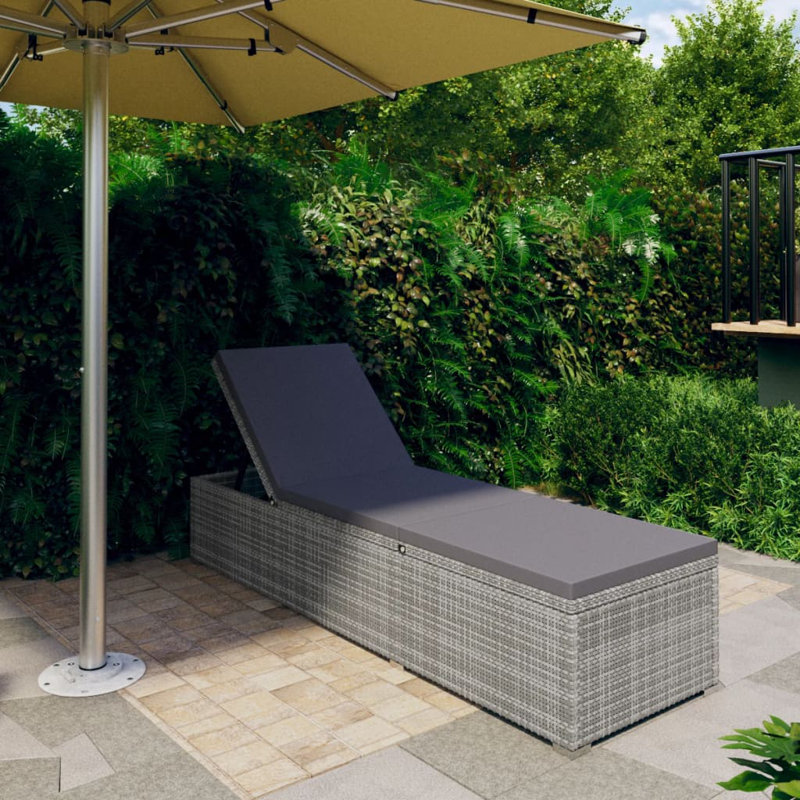 Silvestro 78" Long Single chaise with Cushions, Gray, Light Brown