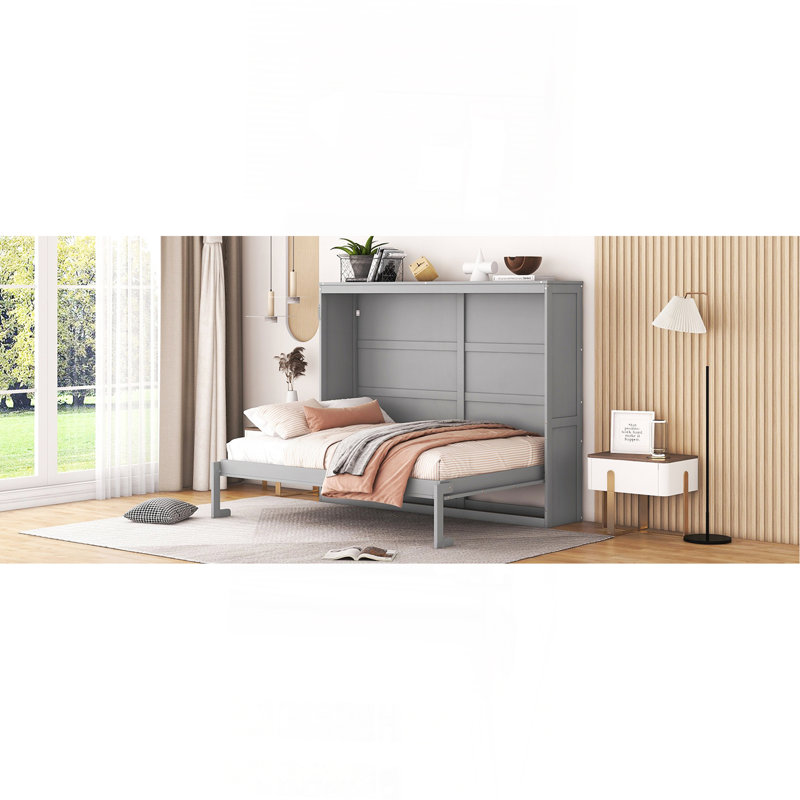 Lit escamotable double pleine grandeur, gris, Gris, Lit double